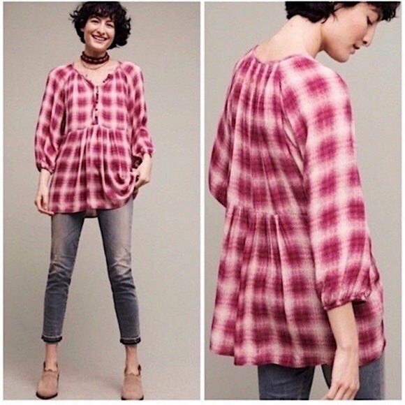 Maeve - Cavalon Plaid Blouse - Size XS - Picture 1 of 10